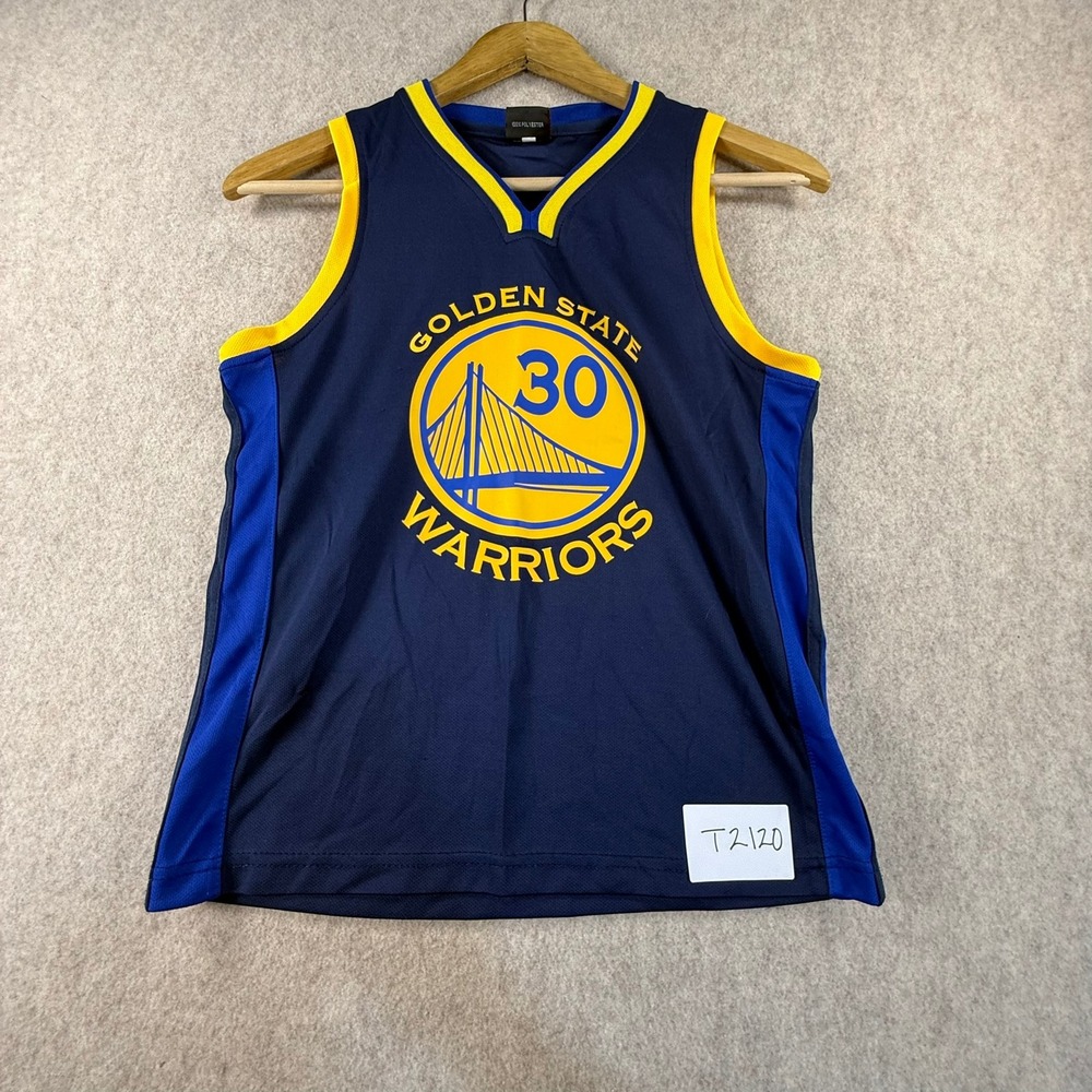 Golden State Warriors Stephen Curry 30 Basketball Jersey Navy Blue Gold‎ Youth
